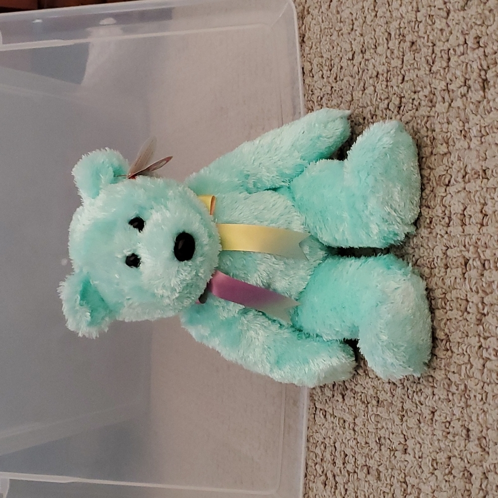 TY Beanie Buddy - SHERBET the Bear (Aqua Version) (13.5 inch)